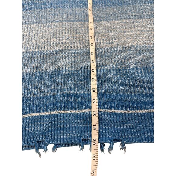 Pistola Eva Cropped Crewneck Pullover Sweater Stripe Distressed Salted Blue, M - Picture 5 of 8